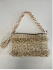 Бохо клатч ручной работы из рафии с бахромой и цепочкой, летняя вязаная пляжная сумка в натуральных тонах, подарок для женщины