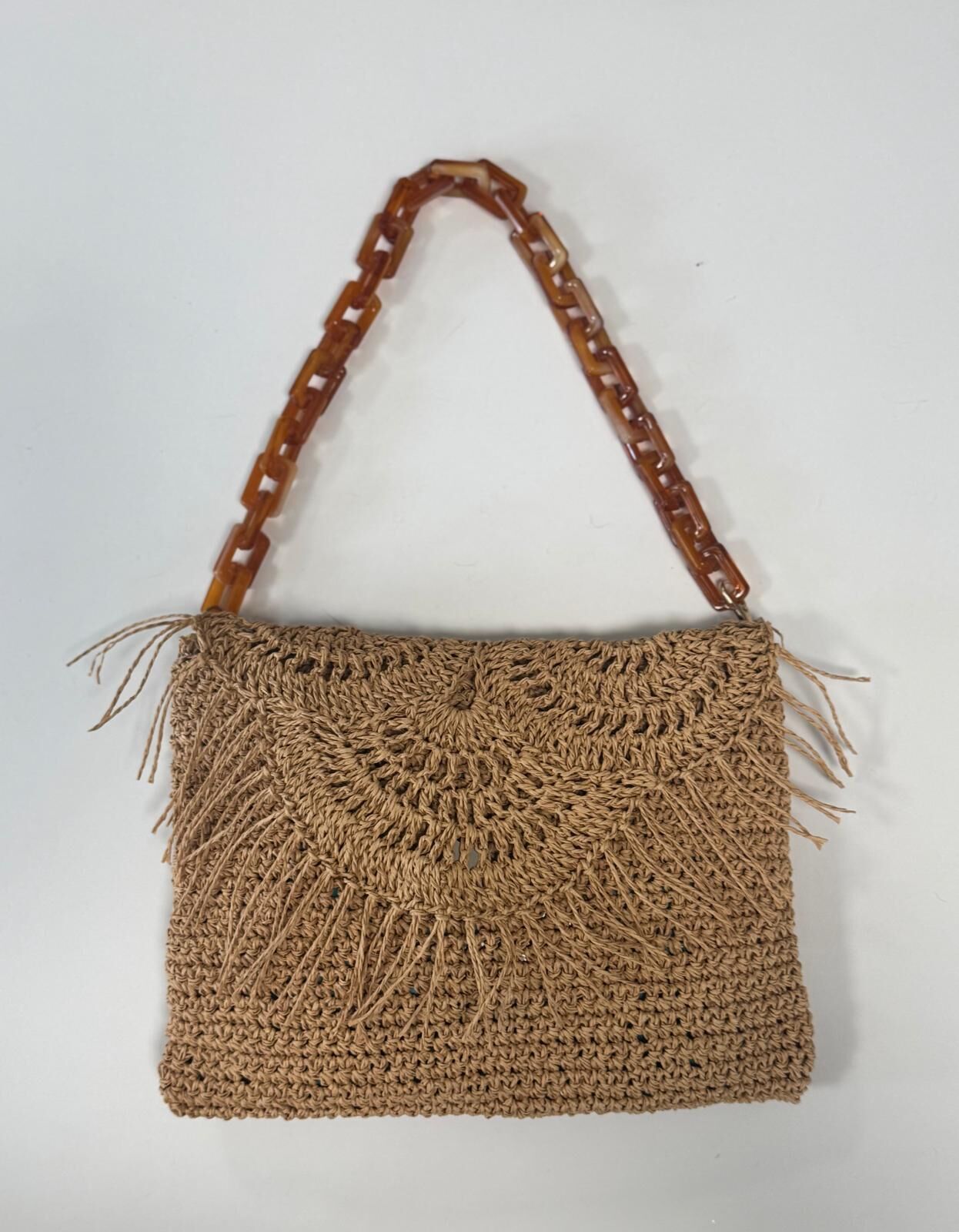 Бохо клатч ручной работы из рафии с цепочкой, летняя пляжная сумка в натуральном цвете, вязаная сумка, подарок для женщины
