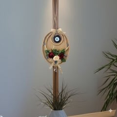 Настенный декор с глазком от сглаза и цветами, подвес ручной работы из мешковины и верёвки, украшение для двери, подарок для дома