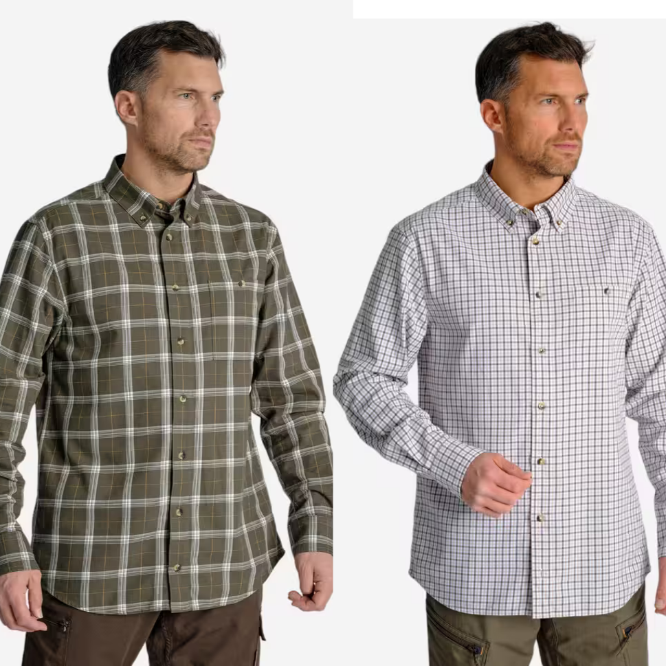 Рубашка лесоруба - Охота и наблюдение за природой - Зеленая клетка - Белый - 100 - СОЛОГНАК - Decathlon - Декатлон