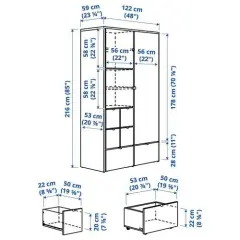ВИШНЯ шкаф для одежды, серо-белый, 122x59x216 см - IKEA - ИКЕА